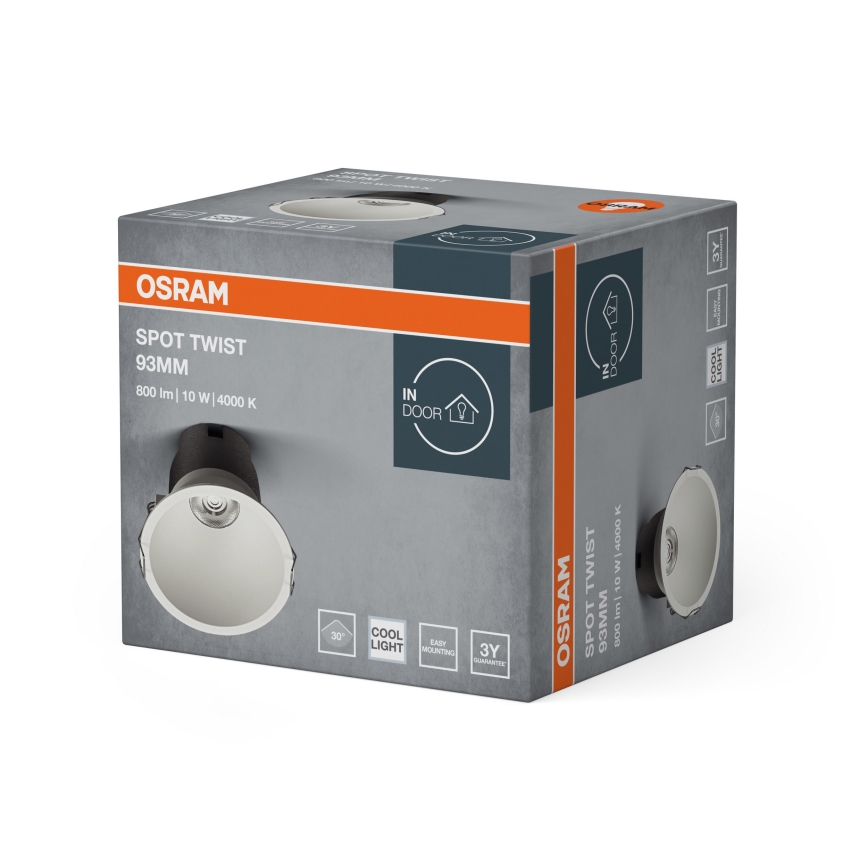 Osram - χωνευτό LED φωτιστικό SPOT TWIST LED/10W/230V 4000K διάμ. 9,3 cm λευκό