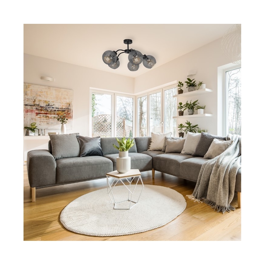 Σταθερό πολύφωτο SOFIA 5xE27/60W/230V μαύρο