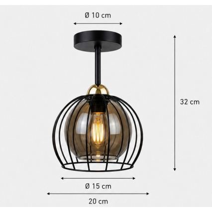 Σταθερό πολύφωτο SOLO BLACK 1xE27/60W/230V μαύρο/χρυσαφί
