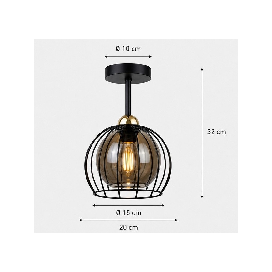Σταθερό πολύφωτο SOLO BLACK 1xE27/60W/230V μαύρο/χρυσαφί