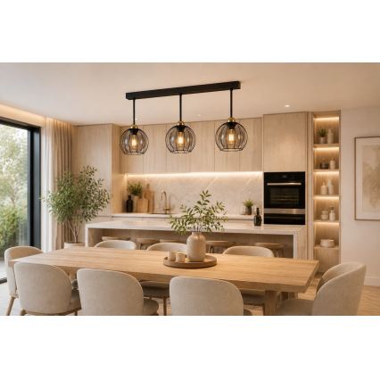 Σταθερό πολύφωτο SOLO BLACK 3xE27/60W/230V μαύρο/χρυσαφί