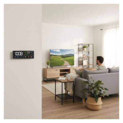 Σταθμός καιρού με έγχρωμη οθόνη LCD και ξυπνητήρι, 5V 3xAAA + 2xAA, μαύρος