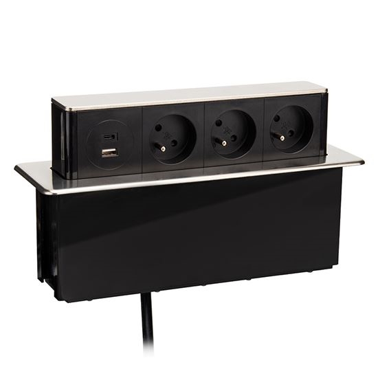 Στήλη πρίζας για επιφάνεια γραφείου 3x230V + USB-A + USB-C