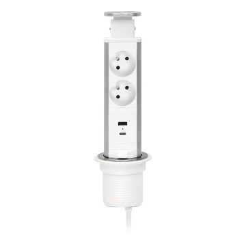 Στήλη πριζών για επιφάνεια γραφείου 2x230V + USB-A + USB-C