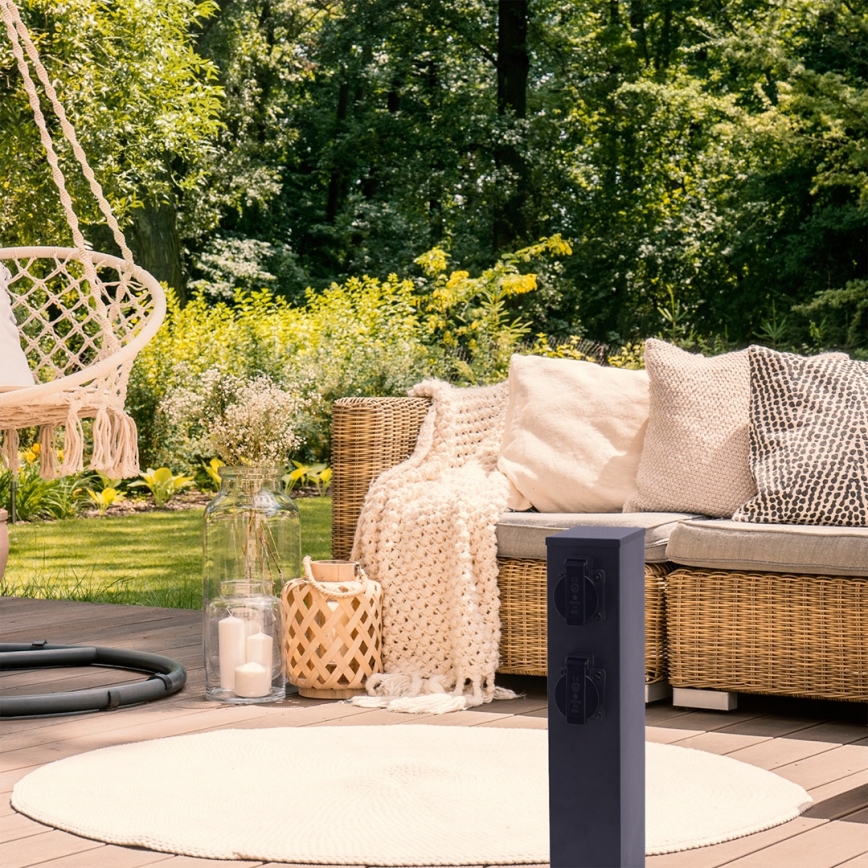 Στήλη υποδοχής πρίζας εξωτερικού χώρου 2Z SCHUKO 230V IP44 40 cm μαύρο