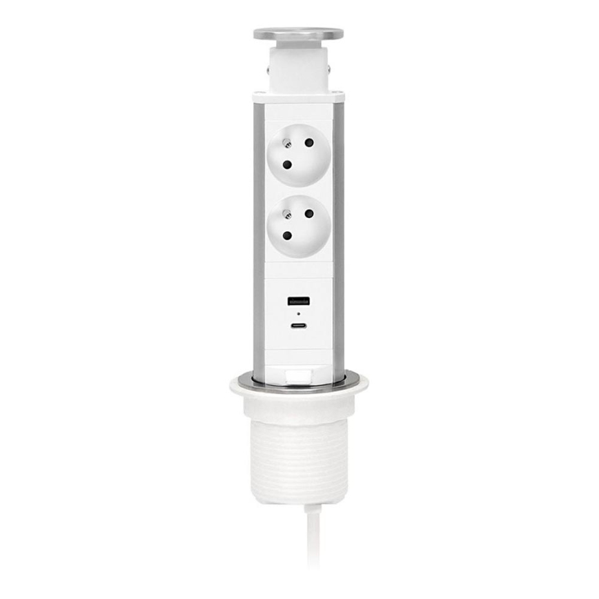 Στήλη πριζών για επιφάνεια γραφείου 2x230V + USB-A + USB-C