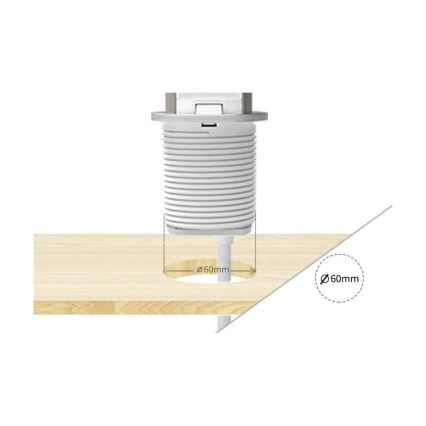 Στήλη πριζών για επιφάνεια γραφείου 2x230V + USB-A + USB-C