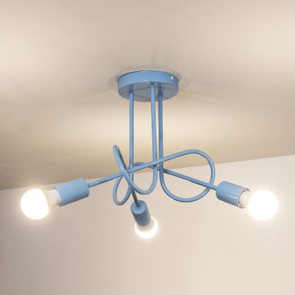 Στερεωμένο φωτιστικό οροφής OXFORD 3xE27/15W/230V μπλε
