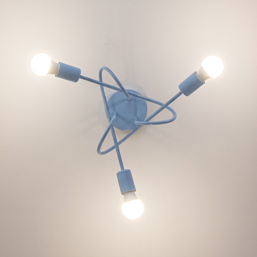 Στερεωμένο φωτιστικό οροφής OXFORD 3xE27/15W/230V μπλε