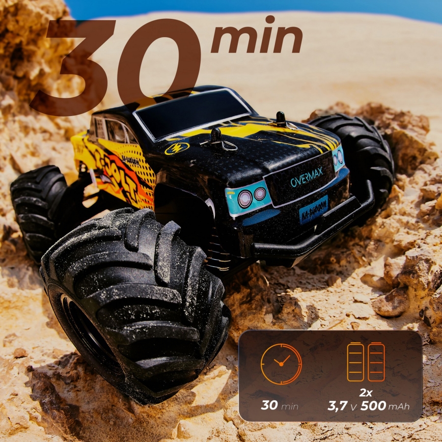 Overmax - RC αυτοκίνητο με τηλεχειριστήριο X-JOLT 1000 mAh μαύρο/κίτρινο