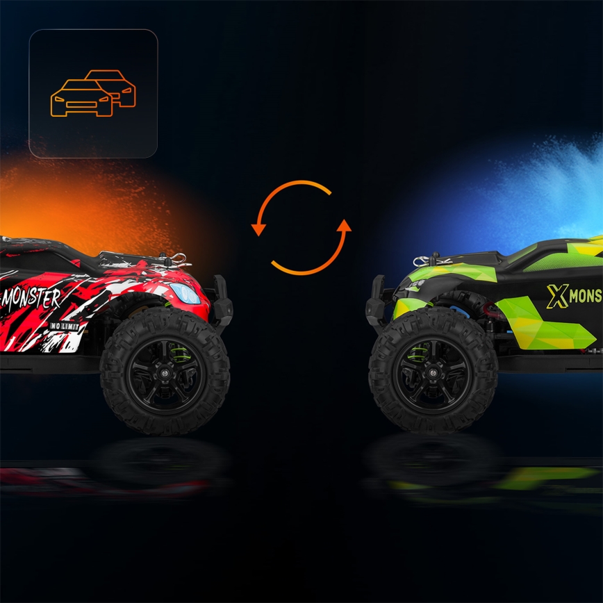 Overmax - τηλεκατευθυνόμενο RC αυτοκίνητο 2 σε 1 X-MONSTER 3.5 1700 mAh μαύρο/κόκκινο/πράσινο