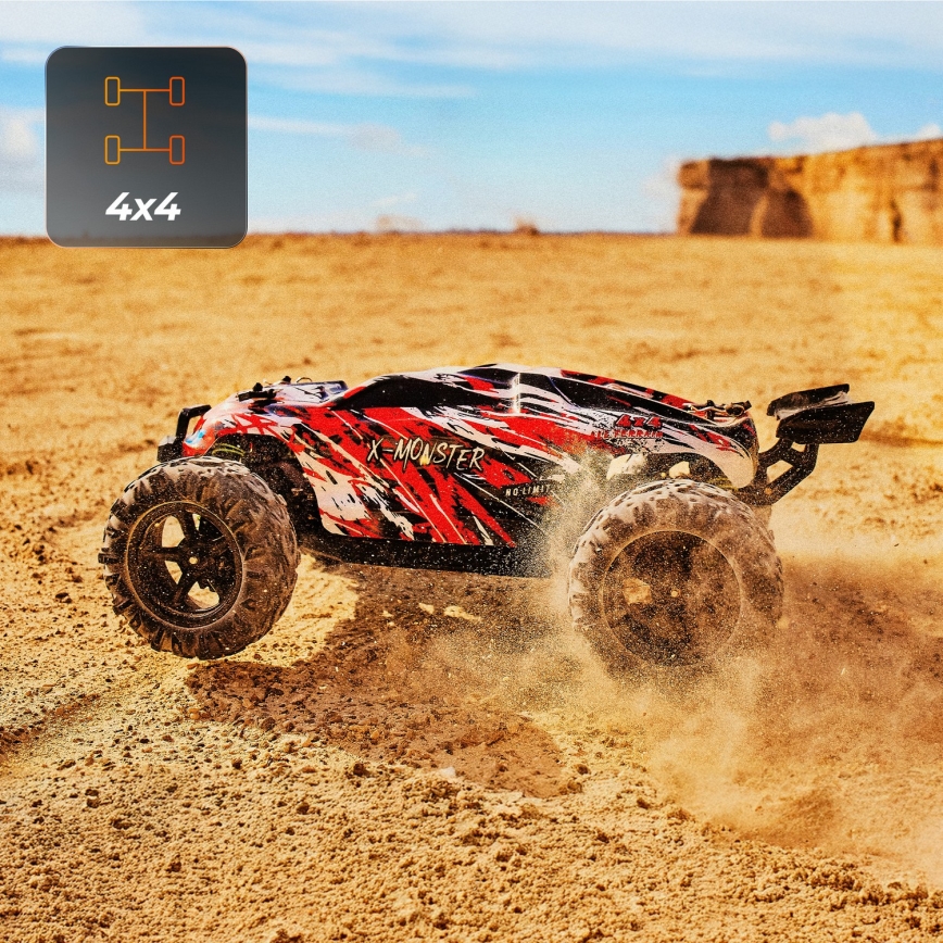 Overmax - τηλεκατευθυνόμενο RC αυτοκίνητο 2 σε 1 X-MONSTER 3.5 1700 mAh μαύρο/κόκκινο/πράσινο
