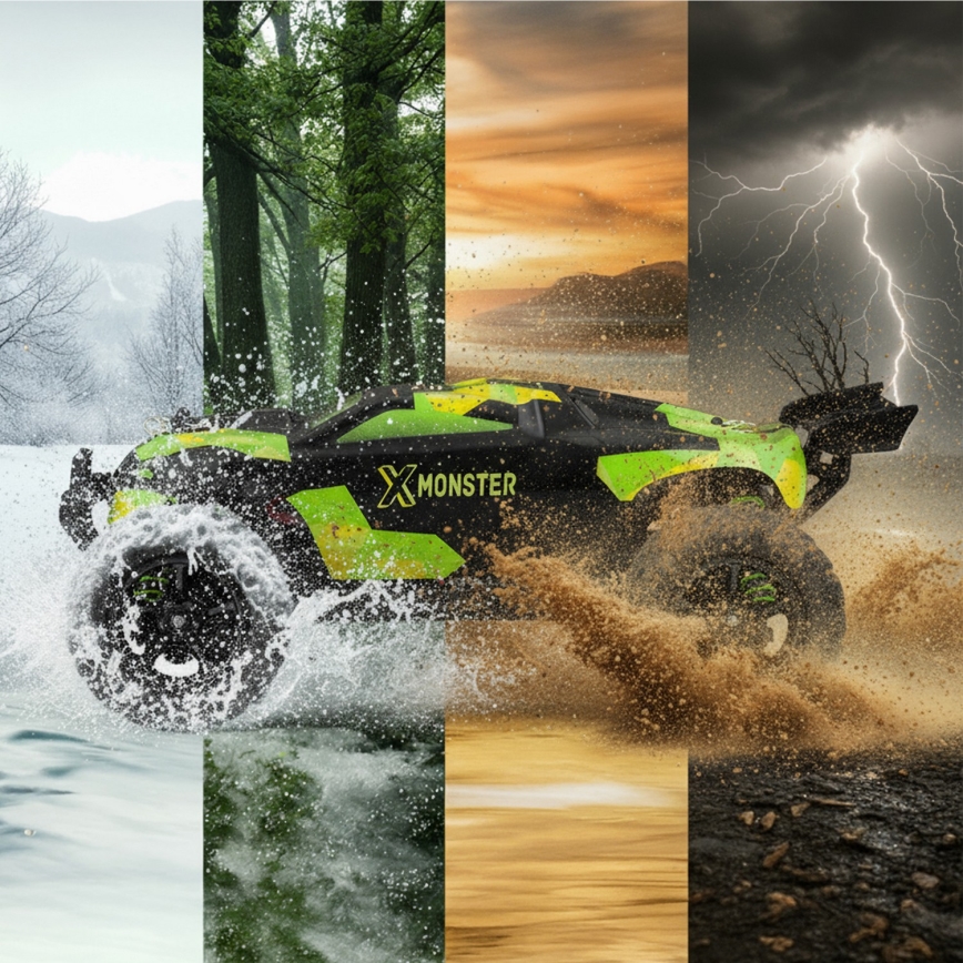 Overmax - τηλεκατευθυνόμενο RC αυτοκίνητο 2 σε 1 X-MONSTER 3.5 1700 mAh μαύρο/κόκκινο/πράσινο