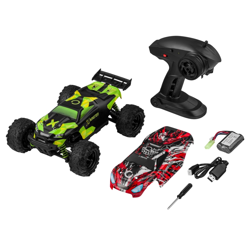 Overmax - τηλεκατευθυνόμενο RC αυτοκίνητο 2 σε 1 X-MONSTER 3.5 1700 mAh μαύρο/κόκκινο/πράσινο