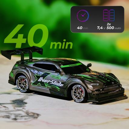 Overmax - RC drift αυτοκίνητο με τηλεχειριστήριο 2 σε 1 X-OVERSLIDE 1000 mAh μαύρο/πράσινο/μπλε/κόκκινο