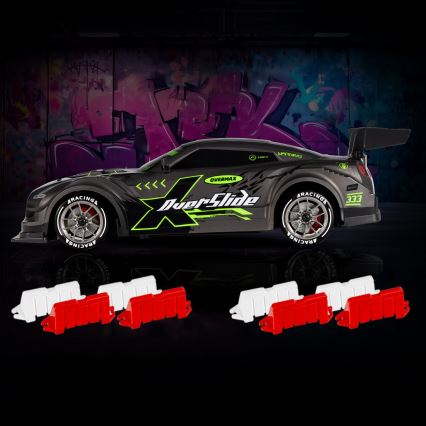 Overmax - RC drift αυτοκίνητο με τηλεχειριστήριο 2 σε 1 X-OVERSLIDE 1000 mAh μαύρο/πράσινο/μπλε/κόκκινο