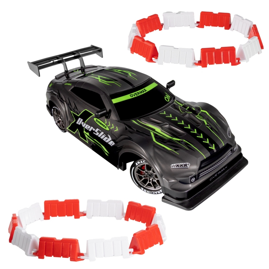 Overmax - RC drift αυτοκίνητο με τηλεχειριστήριο 2 σε 1 X-OVERSLIDE 1000 mAh μαύρο/πράσινο/μπλε/κόκκινο