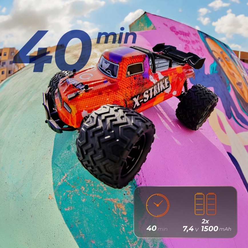 Overmax - Τηλεκατευθυνόμενο αυτοκίνητο RC X-STRIKE 3000 mAh μαύρο/πορτοκαλί