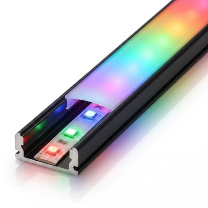 ΣΕΤ 1x ρυθμιζόμενη ψηφιακή λωρίδα LED RGBW 9,6W/230V 3 m + 3x εντοιχιζόμενο προφίλ 1 m μαύρο/λευκό + τηλεχειριστήριο