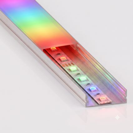 ΣΕΤ 1x LED RGBW ρυθμιζόμενη ταινία NEO LITE MUSIC LED/24W/230V 5 m IP65 Wi‑Fi Tuya + 5x προφίλ εντοιχισμού 1 m ασημί/λευκό + τηλεχειριστήριο