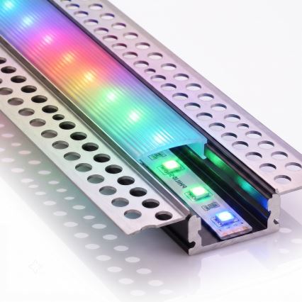 Σετ 1x ρυθμιζόμενη LED ταινία RGBW NEO LITE MUSIC LED/24W/230V 5 m IP65 Wi-Fi Tuya + 5x εντοιχιζόμενα προφίλ 1 m ασημί/λευκό + τηλεχειριστήριο
