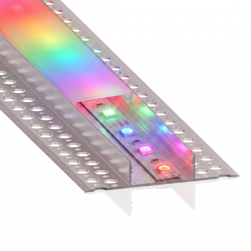 Σετ 1x ρυθμιζόμενη LED ταινία RGBW NEO LITE MUSIC LED/24W/230V 5 m IP65 Wi‑Fi Tuya + 5x εντοιχιζόμενο προφίλ 1 m ασημί/λευκό + τηλεχειριστήριο