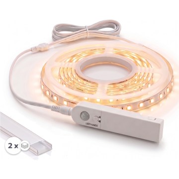 ΣΕΤ 1x LED ταινία με αισθητήρα κίνησης FLEX LED/3,6W/4xAA 2 m + 2x εντοιχιζόμενο προφίλ 1 m ασημί/λευκό