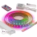 Σετ 1x ρυθμιζόμενη λωρίδα LED RGBW DIGITAL LED/9,6W/230V 3 m + 3x εντοιχισμένα προφίλ 1 m ασημί/λευκό + τηλεχειριστήριο