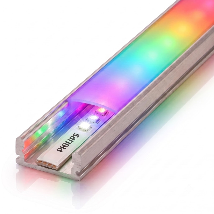 Σετ 1x ρυθμιζόμενη RGBW LED ταινία Philips Hue WHITE AND COLOR AMBIANCE LED/20W/230V 2 m + 2x εντοιχιζόμενα προφίλ 1 m ασημί/λευκό