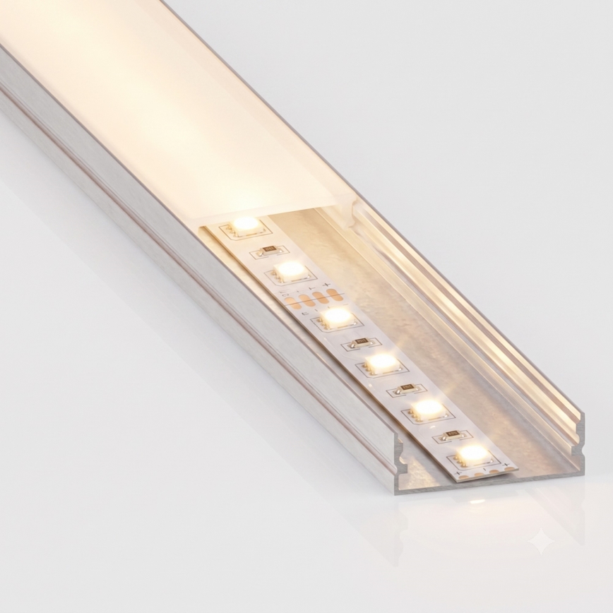 ΣΕΤ 1x LED ταινία με αισθητήρα κίνησης FLEX LED/3,6W/4xAA 2 m + 2x εντοιχιζόμενο προφίλ 1 m ασημί/λευκό