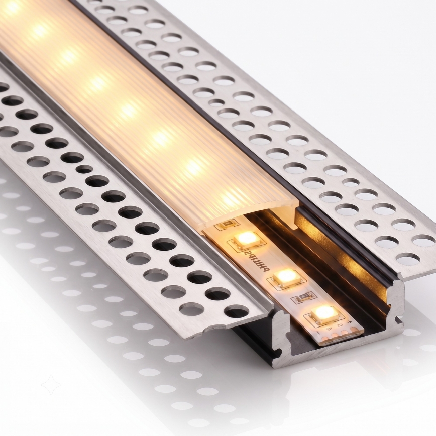 ΣΕΤ 1x LED ταινία με αισθητήρα κίνησης FLEX LED/3,6W/4xAA 2 m + 2x χωνευτά προφίλ 1 m ασημί/λευκό