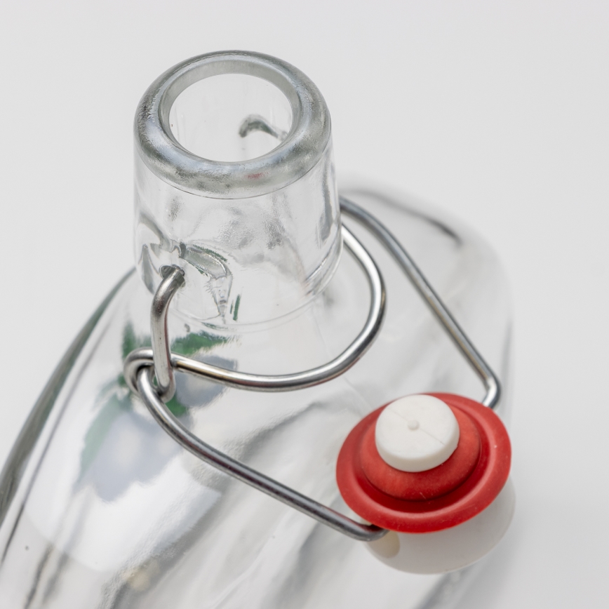 Σετ 1x γυάλινο μπουκάλι και 2x σφηνοπότηρα διάφανα με μοτίβο δαμάσκηνου