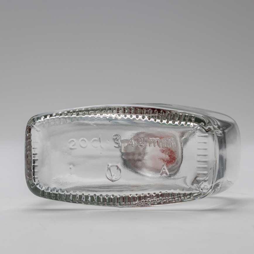 Σετ 1x γυάλινο μπουκάλι και 2x σφηνοπότηρα διάφανα με μοτίβο δαμάσκηνου