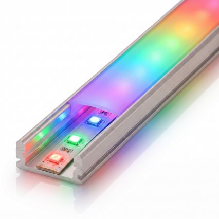 Σετ 1x LED RGBW ταινία με δυνατότητα ρύθμισης φωτεινότητας DIGITAL LED/16,5W/230V 5 m + 5x εντοιχιζόμενο προφίλ 1 m ασημί/λευκό + τηλεχειριστήριο