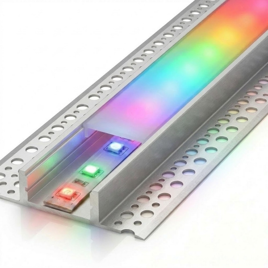 ΣΕΤ 1x LED RGBW ρυθμιζόμενη λωρίδα DIGITAL LED/9,6W/230V 3 m + 3x εντοιχισμένα προφίλ 1 m ασημί/λευκό + τηλεχειριστήριο