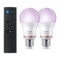 Σετ 2 LED RGB ρυθμιζόμενοι λαμπτήρες Philips SMART A60 E27/8,5W/230V 2200-6500K + τηλεχειριστήριο