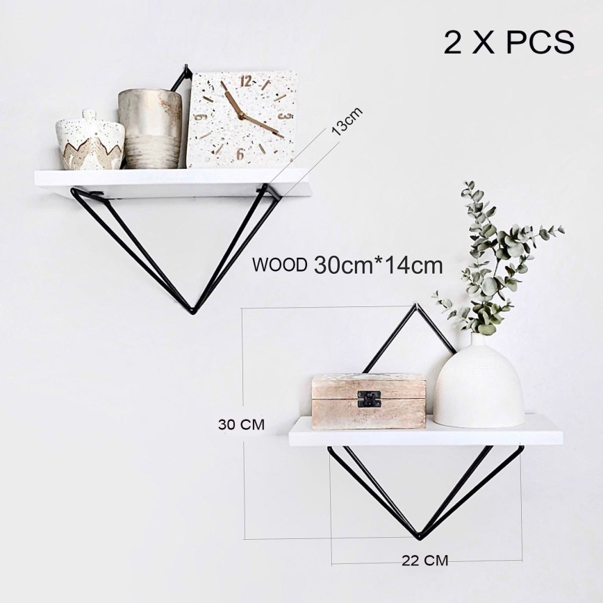 Σετ 2 ραφιών DIA, λευκό/μαύρο