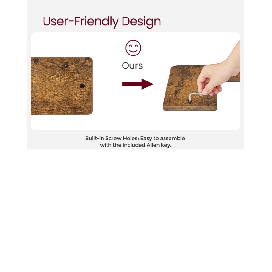 Σετ 2 ραφιών τοίχου SHELFY, καφέ/μαύρο