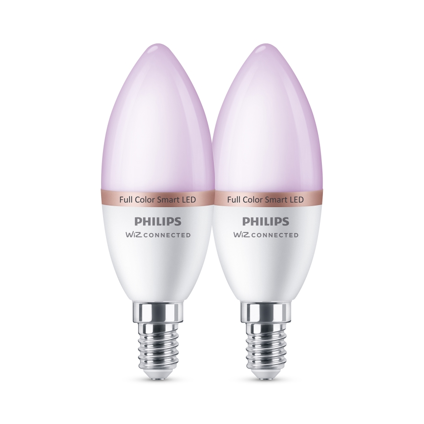 Σετ 2x LED RGB ρυθμιζόμενη λάμπα Philips SMART C37 E14/4,9W/230V 2200-6500K CRI 90
