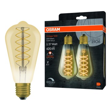 Σετ 2 τεμ. ρυθμιζόμενες LED λάμπες VINTAGE FILAMENT E27/4,8W/230V 2200K - Osram