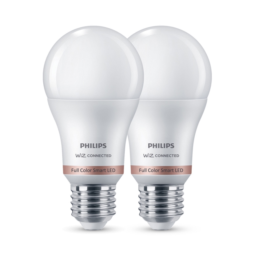 Σετ 2x ρυθμιζόμενες LED RGB λάμπες Philips SMART A60 E27/8,5W/230V 2200-6500K
