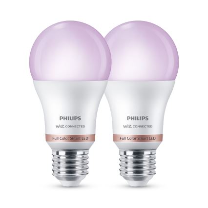 Σετ 2x ρυθμιζόμενες LED RGB λάμπες Philips SMART A60 E27/8,5W/230V 2200-6500K