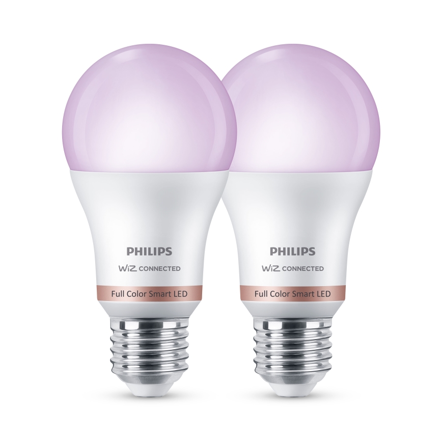 Σετ 2x ρυθμιζόμενες LED RGB λάμπες Philips SMART A60 E27/8,5W/230V 2200-6500K