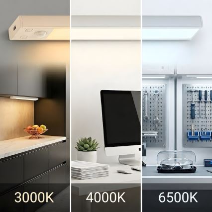 ΣΕΤ 2x επαναφορτιζόμενα LED φωτιστικά επίπλων με αισθητήρα κίνησης και σούρουπου VIRO LED/1W/3,7V 800 mAh 3000/4000/6500K 20 cm λευκό