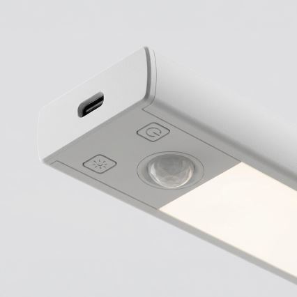 ΣΕΤ 2x επαναφορτιζόμενα LED φωτιστικά επίπλων με αισθητήρα κίνησης και σούρουπου VIRO LED/1W/3,7V 800 mAh 3000/4000/6500K 20 cm λευκό