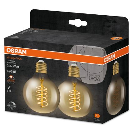 Σετ 2 τεμαχίων LED ρυθμιζόμενων λαμπτήρων VINTAGE FILAMENT E27/4,8W/230V 2200K - Osram