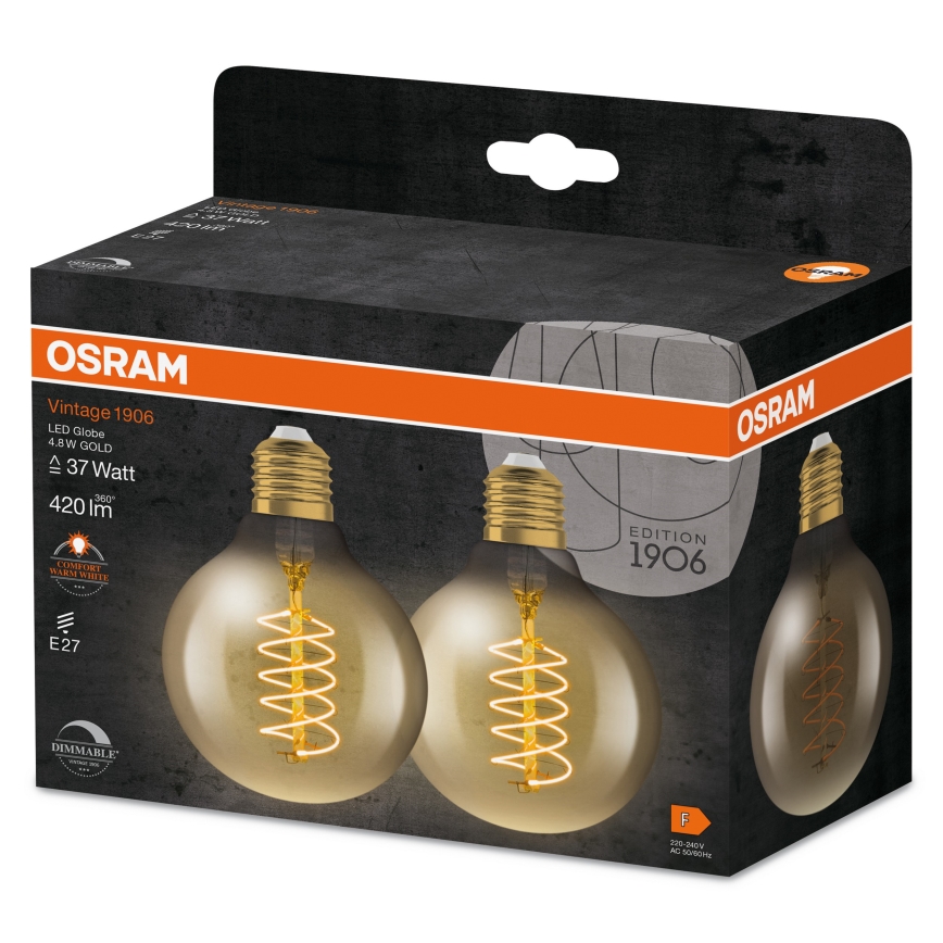 Σετ 2 τεμαχίων LED ρυθμιζόμενων λαμπτήρων VINTAGE FILAMENT E27/4,8W/230V 2200K - Osram
