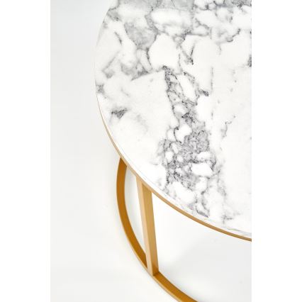 Σετ 2 τεμαχίων τραπεζάκι σαλονιού PACILA, φινίρισμα μάρμαρου/χρυσό