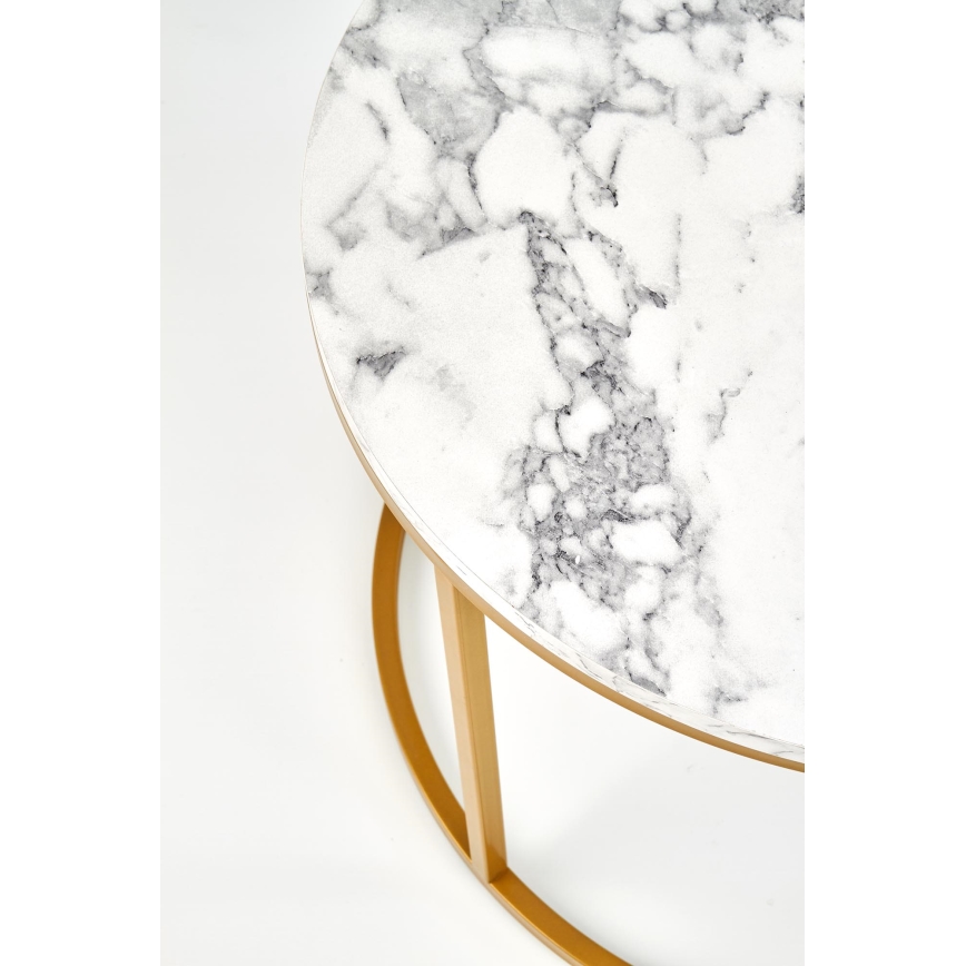 Σετ 2 τεμαχίων τραπεζάκι σαλονιού PACILA, φινίρισμα μάρμαρου/χρυσό