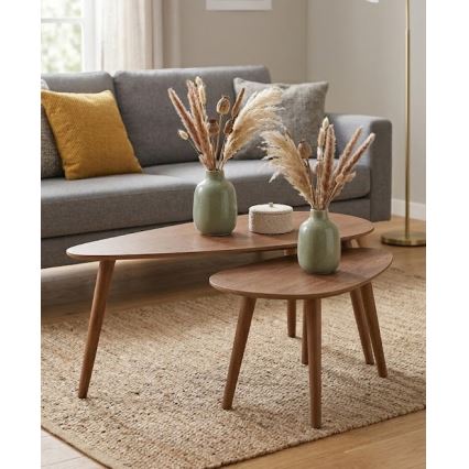 Σετ 2 τεμαχίων τραπεζάκια σαλονιού SOLE 60/80x30/40 cm, χρώμα καρυδιάς